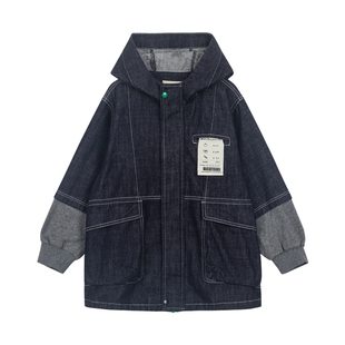 【商场同款】马拉丁儿童外套秋装新款男大童工装感牛仔风衣外套