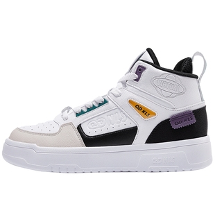 乔丹男鞋白色高帮板鞋秋冬2025新款皮面运动鞋男款潮百搭休闲鞋