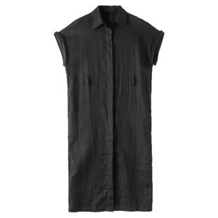 黑色连衣裙女夏2025新款爆款高级感品牌专柜正品高端薄款亚麻长裙