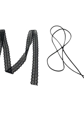 叠戴层次感韩系白色蕾丝系脖锁骨颈带女小众细窄长条飘带丝巾项链