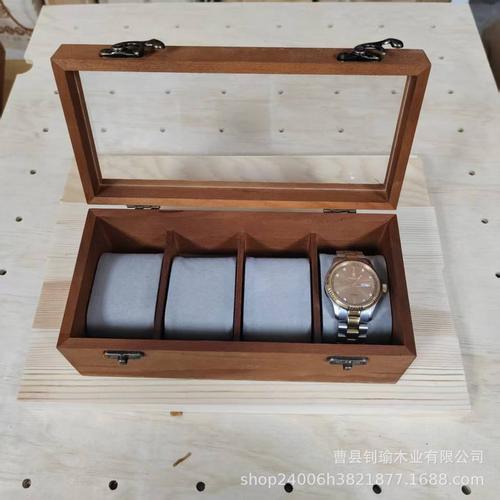 定制实木手表收纳盒腕表展示名表盒木盒复古翻盖
