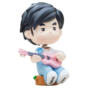 周杰伦手办车载摆件官方正版周同学吉他二次元Q版汽车内公仔 可爱