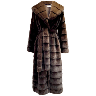 熊熊屋【球花贵妇】慵懒贵妇 仿紫貂皮草大衣宽松长款外套