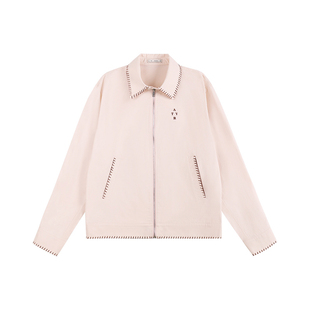 ATRY字母刺绣拉链夹克男款春季美式休闲宽松翻领高级感情侣外套女