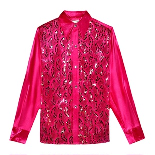 男士衬衣广场舞彩色亮片衬衫舞台演出大合唱表演主持歌手男装大码