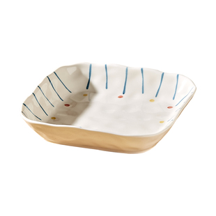 奶油风高颜值陶瓷方盘菜盘子家用2025新款碗碟餐具盘子菜碟子深盘