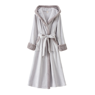 RoseTree珊瑚绒睡袍女款冬季长款法兰绒毛绒加绒加厚可爱少女睡衣