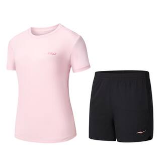 鸿星尔克速干运动套装女款夏季女士羽毛球跑步运动服妈妈短袖短裤