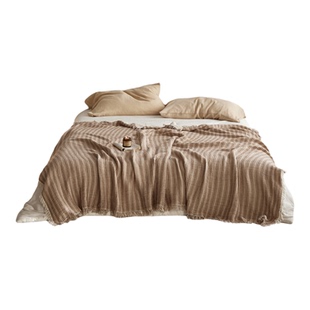 HJ中古风盖毯|A类全棉纯棉色织纱布毯柔软午睡沙发毯150x200cm