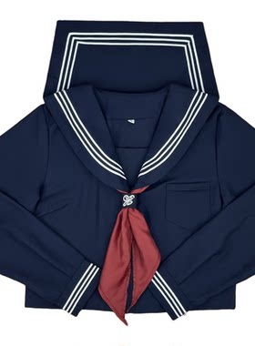 基础款绀三本水手服百褶短裙套装