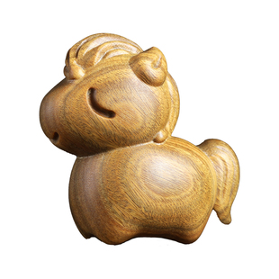 绿檀木马到成功生肖马本命年可爱系桌面摆件招财手把件新年送礼物