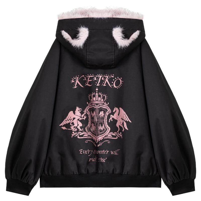 KEIKO [正反两穿]韩系环保狐狸毛皮草外套冬季座山雕毛毛连帽棉服