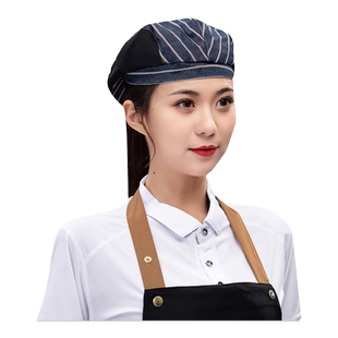 牛仔贝雷帽男女工作帽餐饮厨师帽子厨房餐厅服务员定制透气防油烟