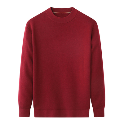 秋冬双面男士红色圆领针织羊毛衫