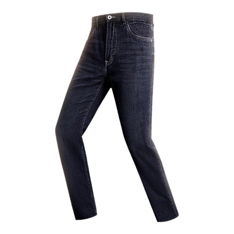 【自在牛仔暖燚绒】九牧王男士冬加绒保暖黑色高弹牛仔长裤