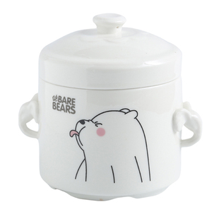 陶瓷隔水炖盅可爱带盖双盖双耳炖燕窝盅蒸蛋盅炖罐家用小汤盅炖盅