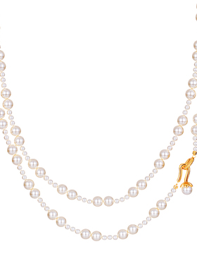 施家华子长款珍珠项链女