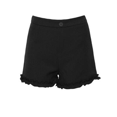 DPLAY【惠品】黑色短裤女好看新款法式辣妹气质花边小个子热裤