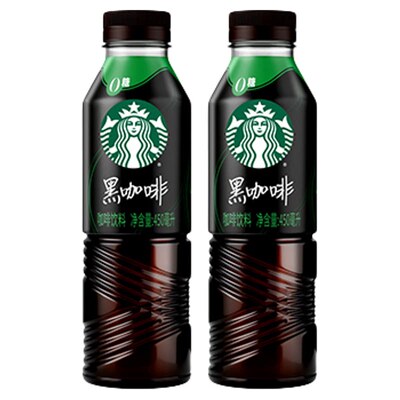 【U先】星巴克美式黑咖啡450ml*2瓶大容量0糖0脂0能量畅饮饮品