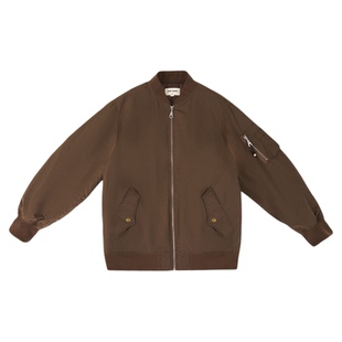 JUST SHINE 美式复古棕色飞行员夹克情侣款秋冬宽松棒球服外套
