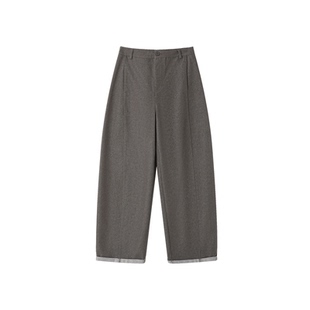 XWI欣未通勤百搭棉感军绿色牛仔裤女2026春季高腰显瘦直筒阔腿裤