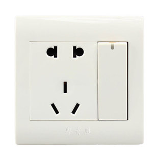 粤奇胜2.0一开五孔带开关二三USB插座面板白色86型家用电源暗装