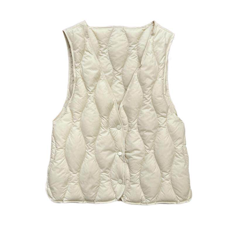 羽绒服内胆女大衣内搭叠穿90白鸭绒轻薄保暖背心打底V领马甲内穿