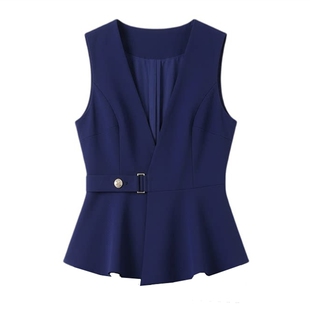 美容院职业马夹工作服前台服务员坎肩酒店制服遮肉马甲西装套装女