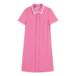 YINER音儿专选夏季法式时尚小香风撞色POLO领H型连衣裙