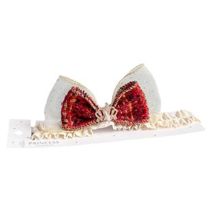 韩国婴童发带女宝宝红色蝴蝶结大弹力头箍新生儿满月周岁拍照头饰