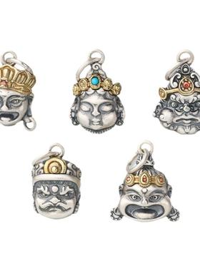 S925纯银地藏王黄财神宝宝佛绿度母黑财神吊坠精工藏式民族风配件