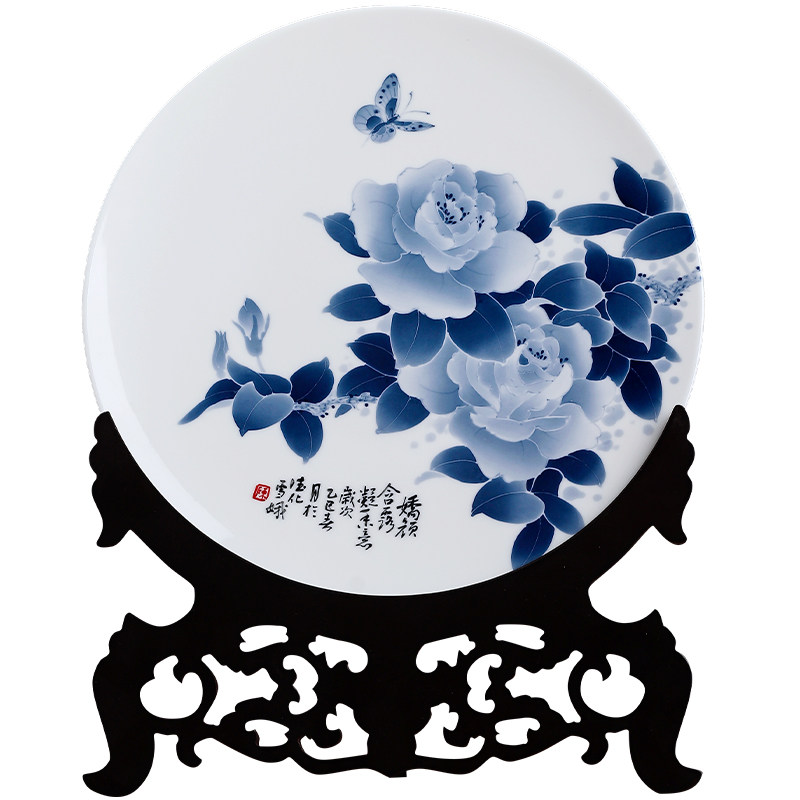 陈雪娥大师作品釉下青花陶瓷挂盘