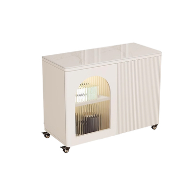 奶油风多功能岩板餐边柜