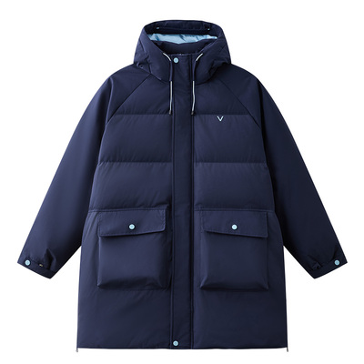 VVClife纯色中长款羽绒服情侣