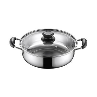 特厚正品实德不锈钢火锅商用家用打边炉格锅涮锅煮锅鸳鸯锅清汤锅