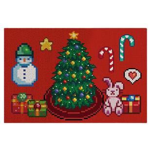 星露谷红色圣诞新年入户地垫丝圈防滑脚垫进门玄关门口地毯可裁剪