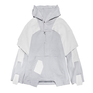 不作恶「幽灵骇客衣」赛博朋克街头宽松连帽套头重磅卫衣春季