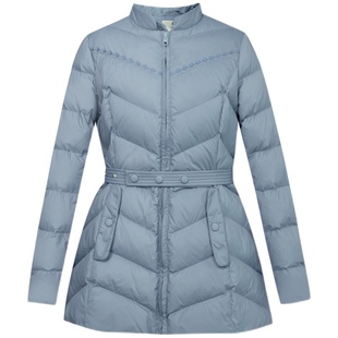 纻衣蓝色刺绣羽绒棉服女2026冬装新款修身立领棉衣中长款棉袄外套