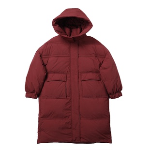 无色无味【城野牧歌】红色长款羽绒服加厚过膝女款冬季保暖外套女