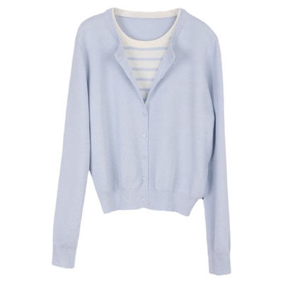 Lavinia2025春夏款时尚减龄淡人穿搭假两件针织毛衣开衫女Y51Z124