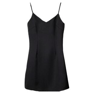 性感V领吊带纯欲西装连衣裙2026春夏新款韩系显瘦气质收腰黑短裙