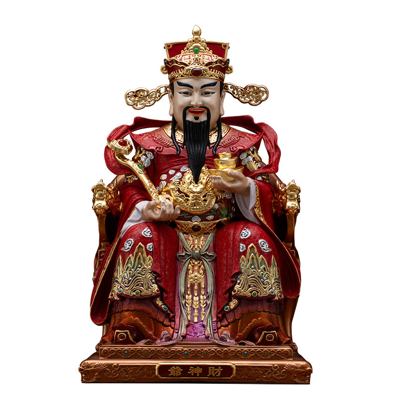 黄铜彩绘文财神爷佛像供奉摆件