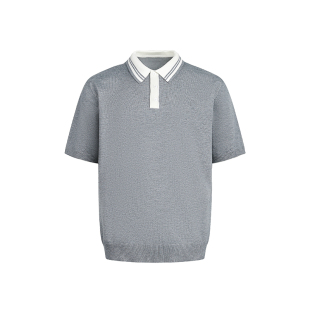 Dream made 老钱风桑蚕丝针织短袖POLO衫男款夏季羊毛混纺男生t恤