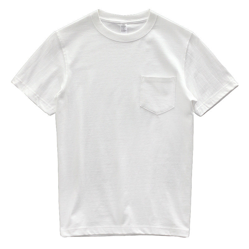 美式重磅t恤男复古260g纯棉口袋短袖男圆领纯白打底衫潮体恤夏季