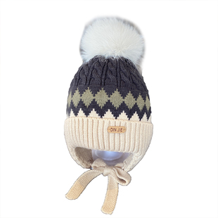 儿童帽子秋冬季韩版保暖防风毛线帽男童女童冬季宝宝护耳针织帽冬