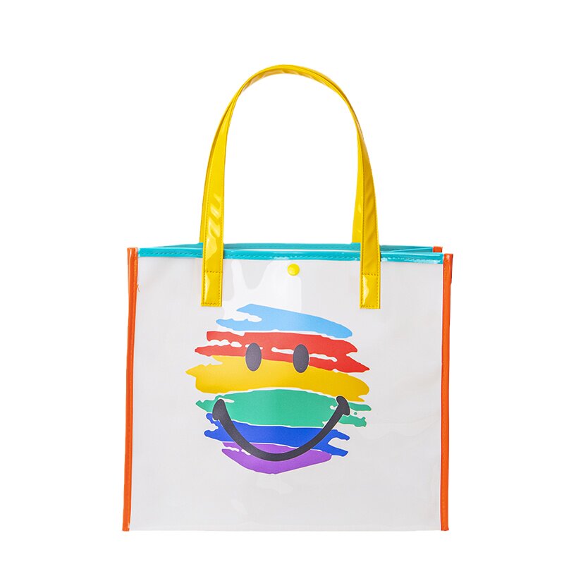 彩虹笑脸pvc透明手提袋