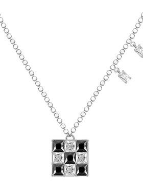 mfow黑白锆石棋盘格项链