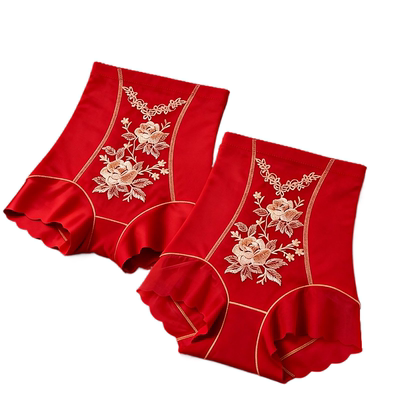 到手3条提茉苏服饰桑蚕丝刺绣高腰塑身收腹裤女薄款内裤无痕美体