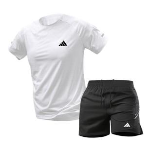 AD品牌运动冰丝T恤男速干衣短袖短裤跑步套装夏季球衣健身两件套