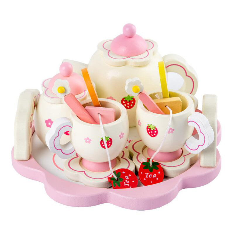 仿真下午茶套装木制茶壶娃娃家儿童泡茶玩具宝宝3-5岁6女孩过家家